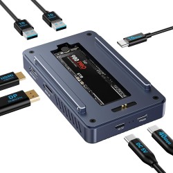 ACASIS USB C Docking Station avec 40Gbps M.2 NVMe SSD Enclosure, USB Hub avec 2*USBA 3.2, 1*DP1.4, 1*HDMI , 1*USB C 10Gbps, Cool