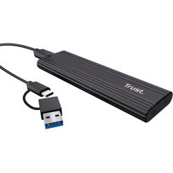 Trust Boîtier SSD M2 NVMe USB-C 10Gbps, Adaptateur pour Disque SSD Externe 4 to, Supporte 2230 2242 2260 2280 FAT32/NTFS/EXT4/ex