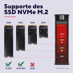 Trust Boîtier SSD M2 NVMe USB-C 10Gbps, Adaptateur pour Disque SSD Externe 4 to, Supporte 2230 2242 2260 2280 FAT32/NTFS/EXT4/ex
