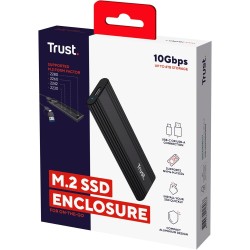 Trust Boîtier SSD M2 NVMe USB-C 10Gbps, Adaptateur pour Disque SSD Externe 4 to, Supporte 2230 2242 2260 2280 FAT32/NTFS/EXT4/ex