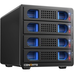 Boîtier de Disque Dur, 10Gbps Aluminium Boîtier HDD 4 Bay avec Ventilateur, HDD/SSD SATA 2,5/3,5 avec USB A/C 3.2, Prise en Char