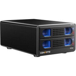 Boîtier de Disque Dur, USB3.2 10Gbps Boîtier 2 Baie Aluminium avec Ventilateur pour Disque Dur SSD SATA 2,5/3,5, Prise en Charge