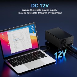 Boîtier de Disque Dur, USB3.2 10Gbps Boîtier 2 Baie Aluminium avec Ventilateur pour Disque Dur SSD SATA 2,5/3,5, Prise en Charge