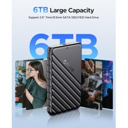 Boitier Disque Dur 2.5, ORICO 6Gbps USB C 3.1 Gen 1 Boitier Externe Disque pour SATA HDD et SSD de 2,5'' et 7/9.5 mm, accélérati