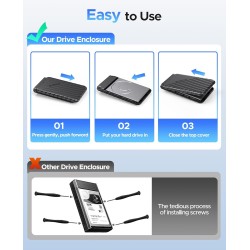 Boitier Disque Dur 2.5, ORICO 6Gbps USB C 3.1 Gen 1 Boitier Externe Disque pour SATA HDD et SSD de 2,5'' et 7/9.5 mm, accélérati
