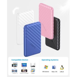 Boitier Disque Dur 2.5, ORICO 6Gbps USB C 3.1 Gen 2 Boitier Externe Disque pour SATA HDD et SSD de 2,5'' et 7/9.5 mm, accélérati