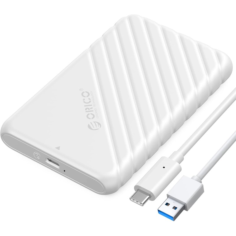 Boitier Disque Dur 2.5, ORICO 6Gbps USB C 3.1 Gen 2 Boitier Externe Disque pour SATA HDD et SSD de 2,5'' et 7/9.5 mm, accélérati