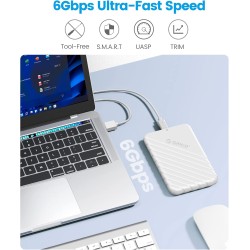 Boitier Disque Dur 2.5, ORICO 6Gbps USB C 3.1 Gen 2 Boitier Externe Disque pour SATA HDD et SSD de 2,5'' et 7/9.5 mm, accélérati