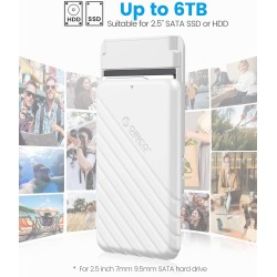 Boitier Disque Dur 2.5, ORICO 6Gbps USB C 3.1 Gen 2 Boitier Externe Disque pour SATA HDD et SSD de 2,5'' et 7/9.5 mm, accélérati