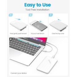 Boitier Disque Dur 2.5, ORICO 6Gbps USB C 3.1 Gen 2 Boitier Externe Disque pour SATA HDD et SSD de 2,5'' et 7/9.5 mm, accélérati