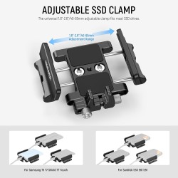 Neewer Support de Montage SSD en Aluminium avec Cold Shoe Serre Câble, 1,6"-2,6"/40-65 mm Compatible avec Samsung T5 T7 SSD SanD