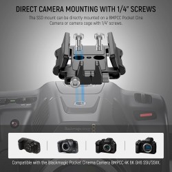 Neewer Support de Montage SSD en Aluminium avec Cold Shoe Serre Câble, 1,6"-2,6"/40-65 mm Compatible avec Samsung T5 T7 SSD SanD