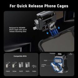 NEEWER Support SSD 40-65 mm à dégagement Rapide avec Pince de câble Compatible avec Cage de téléphone SmallRig pour 16 Pro Max 1