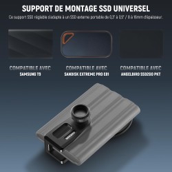 NEEWER Support SSD avec Griffe Amovible pour SSD Portable 0,3"-0,6"/8-16mm d'épaisseur,Compatible avec MagSafe iPhone 16 15 Sams