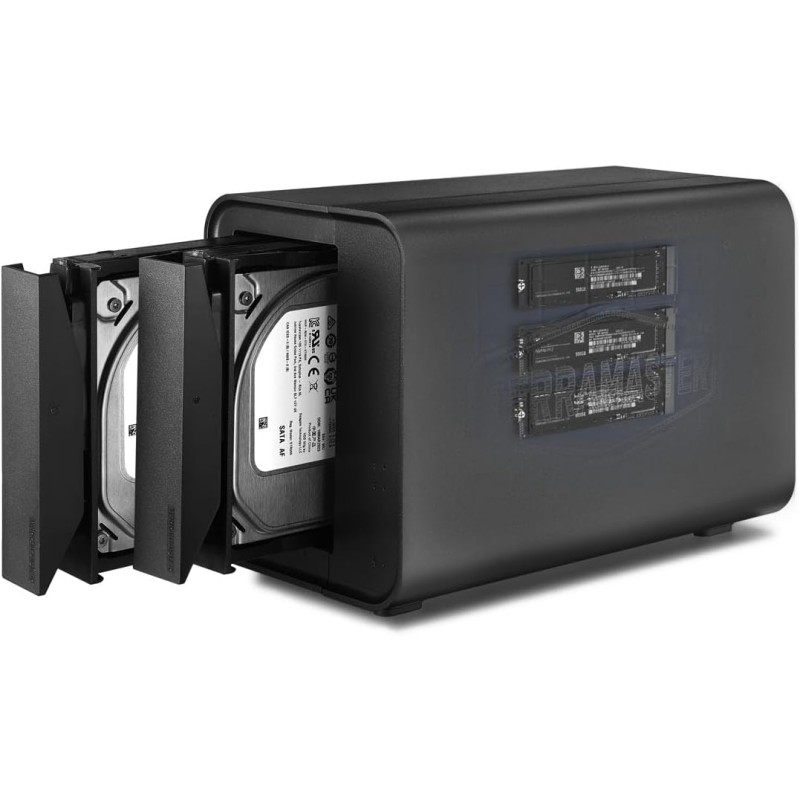 TERRAMASTER D5 Hybrid HDD NVMe Boîtier - Stockage USB 3.2 Gen 2 10Gbps Type C 5 Baies Supportant Le Raid 0/1/Single/JBOD Exclusi