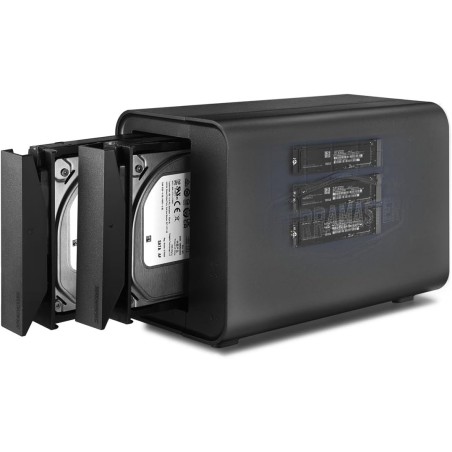 TERRAMASTER D5 Hybrid HDD NVMe Boîtier - Stockage USB 3.2 Gen 2 10Gbps Type C 5 Baies Supportant Le Raid 0/1/Single/JBOD Exclusi