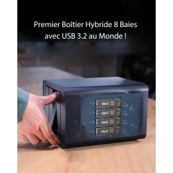 TERRAMASTER D8 Hybrid 8 Baies HDD NVMe Boîtier USB 3.2 Gen 2 10Gbps Type C Le Stockage USB Prend en Charge Les Matrices de Disqu