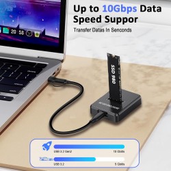 Station d'accueil M.2 NVMe et SATA vers USB C, adaptateur M.2 vers USB C, lecteur de carte SSD externe 10 Gbit/s, compatible ave