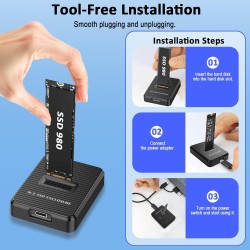 Station d'accueil M.2 NVMe et SATA vers USB C, adaptateur M.2 vers USB C, lecteur de carte SSD externe 10 Gbit/s, compatible ave