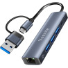 Adaptateur USB Ethernet, 5 en 1 Adaptateur Type-C vers Ethernet RJ45 Gigabit 1000 Mbps, HUB Type-C LAN avec 3 Ports USB 3.0 et 1