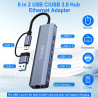 Adaptateur USB Ethernet, 5 en 1 Adaptateur Type-C vers Ethernet RJ45 Gigabit 1000 Mbps, HUB Type-C LAN avec 3 Ports USB 3.0 et 1