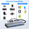 Adaptateur USB Ethernet, 5 en 1 Adaptateur Type-C vers Ethernet RJ45 Gigabit 1000 Mbps, HUB Type-C LAN avec 3 Ports USB 3.0 et 1