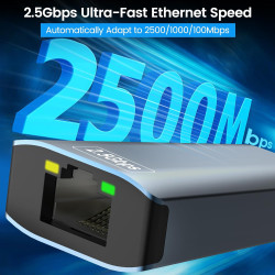 Adaptateur Ethernet USB C,Adaptateur USB Ethernet,2500Mbps 2-en-1 usb-c ethernet,2.5Gbps ADaptateur RJ45 Usb,Thunderbolt vers RJ