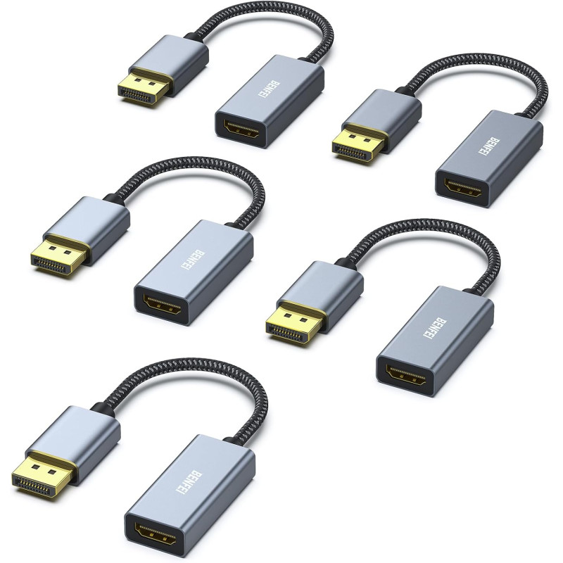 BENFEI Adaptateur DisplayPort vers HDMI 4K (2K@60Hz, 1080P@120Hz) Unidirectionnel DP Ordinateur vers HDMI Moniteur Compatible po