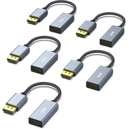 BENFEI Adaptateur DisplayPort vers HDMI 4K (2K@60Hz, 1080P@120Hz) Unidirectionnel DP Ordinateur vers HDMI Moniteur Compatible po