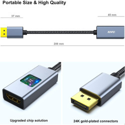 BENFEI Lot de 2 câbles adaptateurs DisplayPort vers HDMI 4K (2K 60 Hz, 1080p 120 Hz) Uni-directionnel Display Port vers HDMI Mon