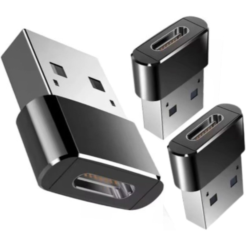 Clem Tech - Lot de 3 Adaptateurs USB C vers USB Convertisseur Type-C Femelle vers USBA Mâle 2.0 Charge Rapide Compatible Tous Sm