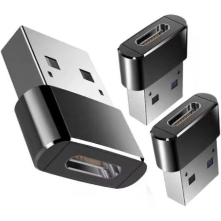 Clem Tech - Lot de 3 Adaptateurs USB C vers USB Convertisseur Type-C Femelle vers USBA Mâle 2.0 Charge Rapide Compatible Tous Sm
