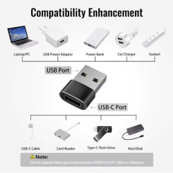 Clem Tech - Lot de 3 Adaptateurs USB C vers USB Convertisseur Type-C Femelle vers USBA Mâle 2.0 Charge Rapide Compatible Tous Sm