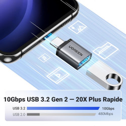 Uvert adaptateur usb c vers usb a 3.2 10gbps otg lot de 2 compatible avec iphone 17 pro max air 16 15 macbook air imac ipad gala