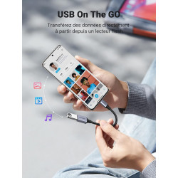 Uvert adaptateur usb c vers usb a 3.0 5gbps otg câble type-c mâle vers type-a femelle nylon tressé aluminium compatible avec iph