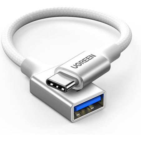 Uvert adaptateur usb c vers usb a 3.0 5gbps otg câble type-c mâle vers type-a femelle nylon tressé aluminium compatible avec iph