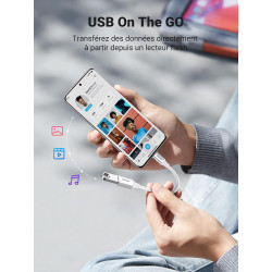Uvert adaptateur usb c vers usb a 3.0 5gbps otg câble type-c mâle vers type-a femelle nylon tressé aluminium compatible avec iph