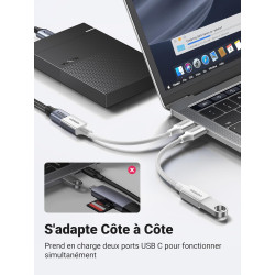 Uvert adaptateur usb c vers usb a 3.0 5gbps otg câble type-c mâle vers type-a femelle nylon tressé aluminium compatible avec iph