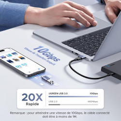 Uvert adaptateur usb c vers usb a otg 10gbps lot de 4 adaptateur type a vers type c charge rapide data sync compatible avec ipho