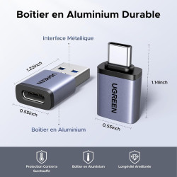 Uvert adaptateur usb c vers usb a otg 10gbps lot de 4 adaptateur type a vers type c charge rapide data sync compatible avec ipho