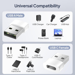 BASESAILOR Adaptateur USB vers USB C pour iPhone 17 16 3Pack,Convertisseur Chargeur Voiture Type C Femelle vers A Mâle pour Appl