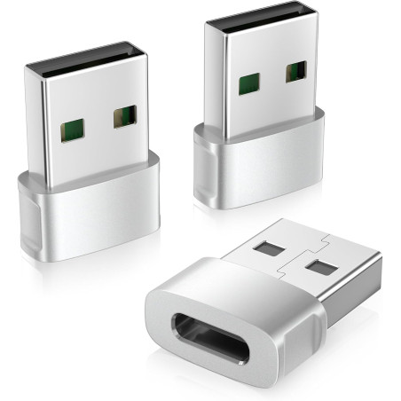BASESAILOR Adaptateur USB C Voiture pour iPhone 17 3Pack,Connecteur Type C Femelle vers A Mâle Chargeur USBC pour Apple Air 16 1
