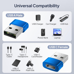 BASESAILOR Adaptateur USB vers USB C 3Pack,Convertir Chargeur Type C Femelle vers USBA Mâle pour iPhone 17 16 16e 15 Pro Max,Air