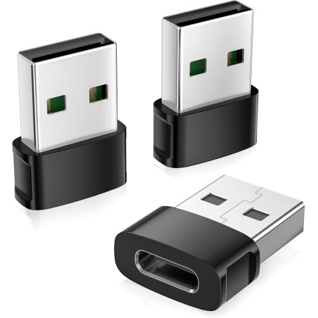 BASESAILOR Adaptateur USB C Voiture pour iPhone Air 3Pack,Convertisseur Type C Femelle vers A Mâle Chargeur USBC pour Apple 17 1