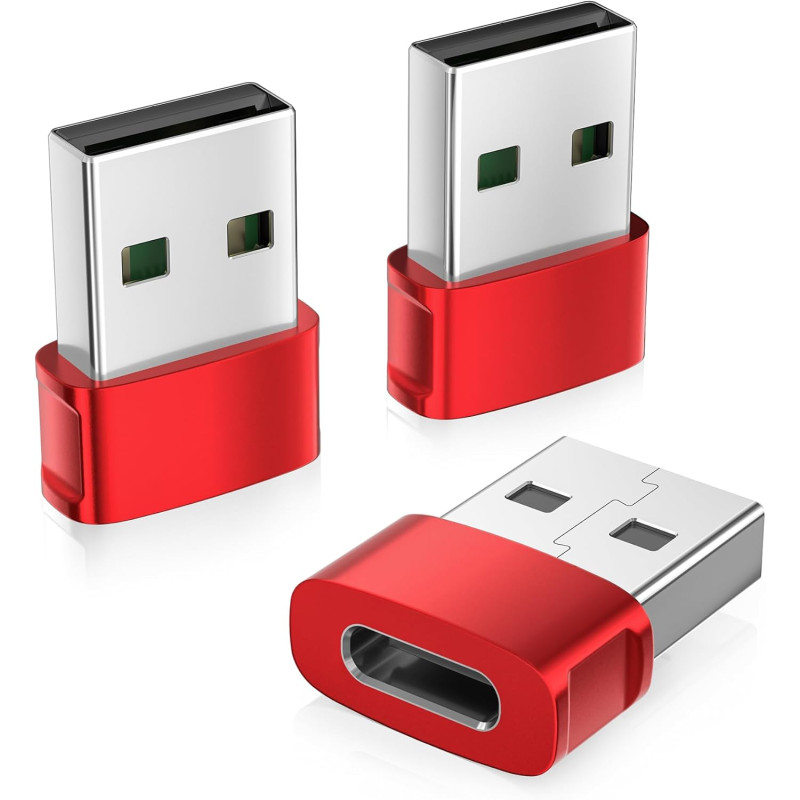 BASESAILOR Adaptateur USB vers USB C pour iPhone 17 16 3Pack,Convertisseur Chargeur Voiture Type C Femelle vers A Mâle pour Appl