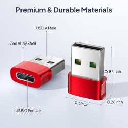 BASESAILOR Adaptateur USB vers USB C pour iPhone 17 16 3Pack,Convertisseur Chargeur Voiture Type C Femelle vers A Mâle pour Appl