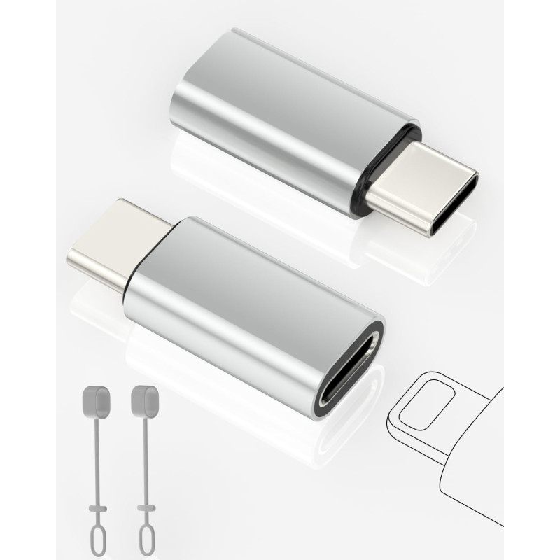 2 Pack Adaptateur Lightning vers USB C pour iPhone 15/16 Pro/Plus/Pro Max, Samsung S24, Supportant La Charge et Le Transfert de 