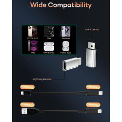 2 Pack Adaptateur Lightning vers USB C pour iPhone 15/16 Pro/Plus/Pro Max, Samsung S24, Supportant La Charge et Le Transfert de 