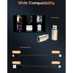 2 Pack Adaptateur Lightning vers USB C pour iPhone 15/16 Pro/Plus/Pro Max, Samsung S24, Supportant La Charge et Le Transfert de 