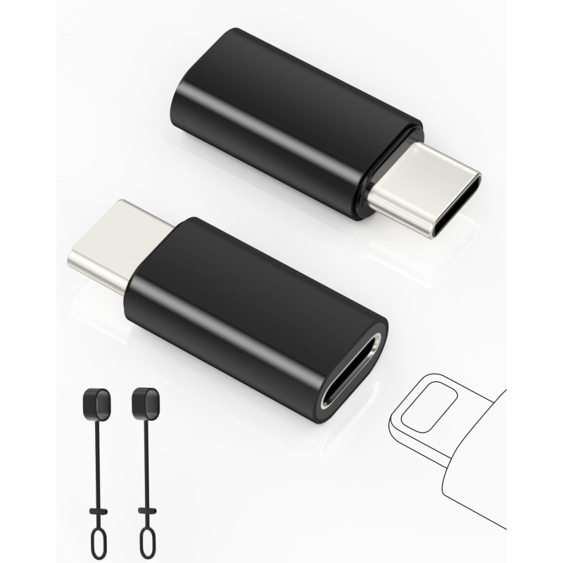 2 Pack Adaptateur Lightning vers USB C pour iPhone 15/16 Pro/16 Plus/Pro Max, Samsung S24, Supportant La Charge et Le Transfert 